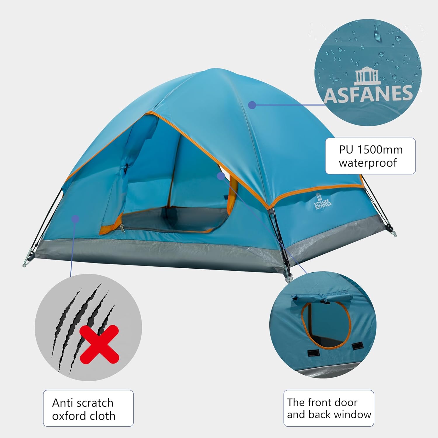 Outdoor Waterproof Pet Camping Tent, Cave Bed for Indoor Cats and Small Dogs, Portable Cat House Dog House, 21.6x21.6x14.9'', Blue, S. - Image 7