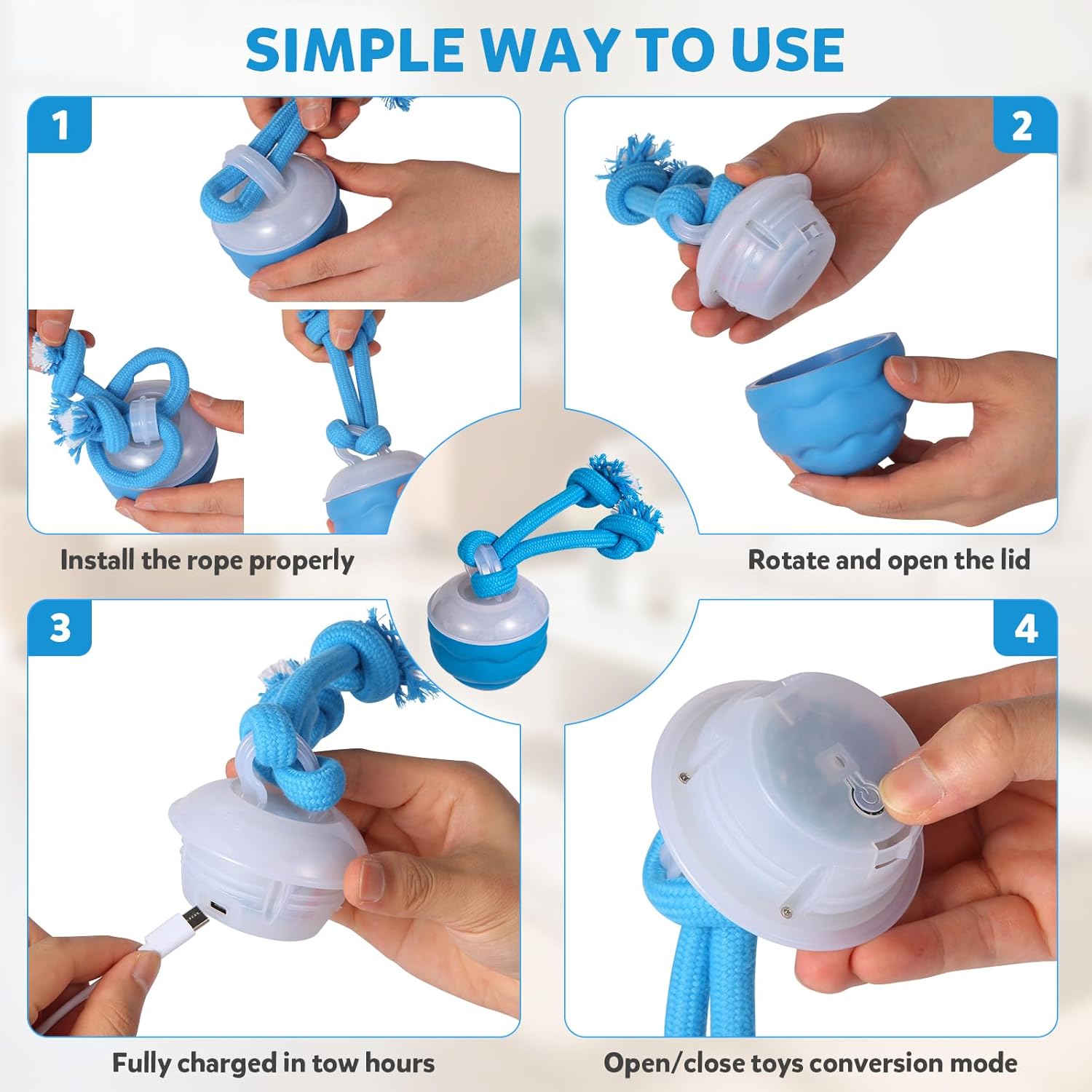 Interactive Dog Toys, Dog Toys to Keep Them Busy with Squeaky, Active Moving Dog Ball for Puppy and Medium Dogs, Durable Power Tail 2.0 Dog Toy,USB Rechargeable - Image 6