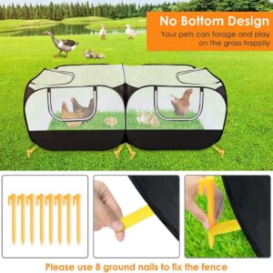 SlowTon Small Animals Playpen, Portable Large Chicken Run Coop with Br...