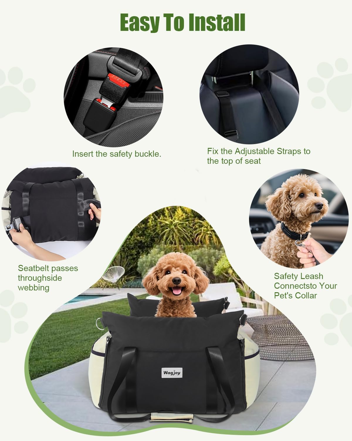 Dog Car Seat Booster for Small Dogs – Harness-Compatible Pet Travel Accessory, Portable Travel Bed & Carrier Bag, Easy Install, Machine Washable Dog Bed - Image 4