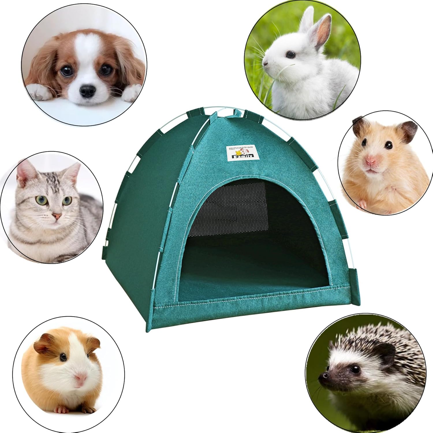 alfyng Cat Tent, Kitten Tent Cave Nest Bed, Portable Pet Cats Tents House for Little Dog, Folding House with Soft Mat for Small Animals All Seasons Indoor and Outdoor (Green) - Image 4