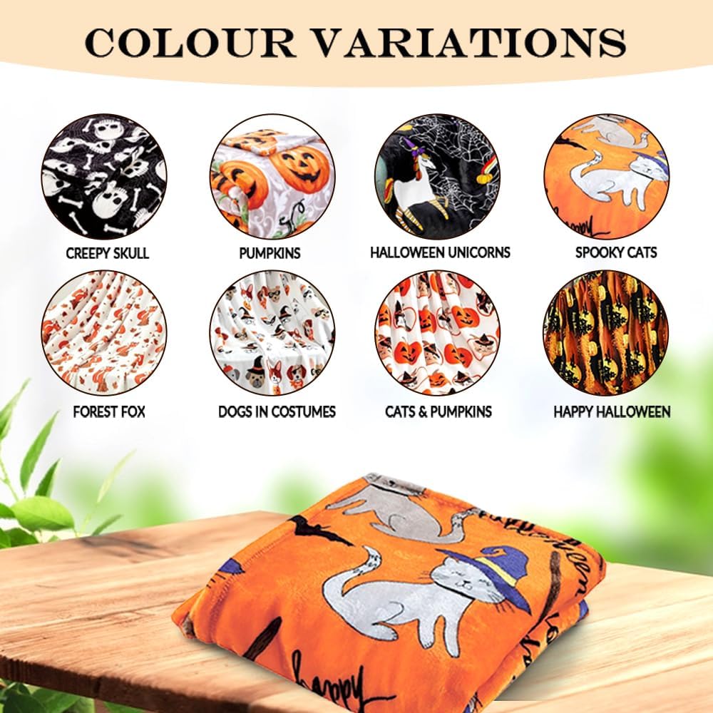 Halloween Throw Blanket 50" X 60" | Ultra Soft Microplush Halloween Fleece Blanket for Couch, Travel, Home Decor & Gift | Machine Washable, Lightweight | Dogs in Costumes - Image 6