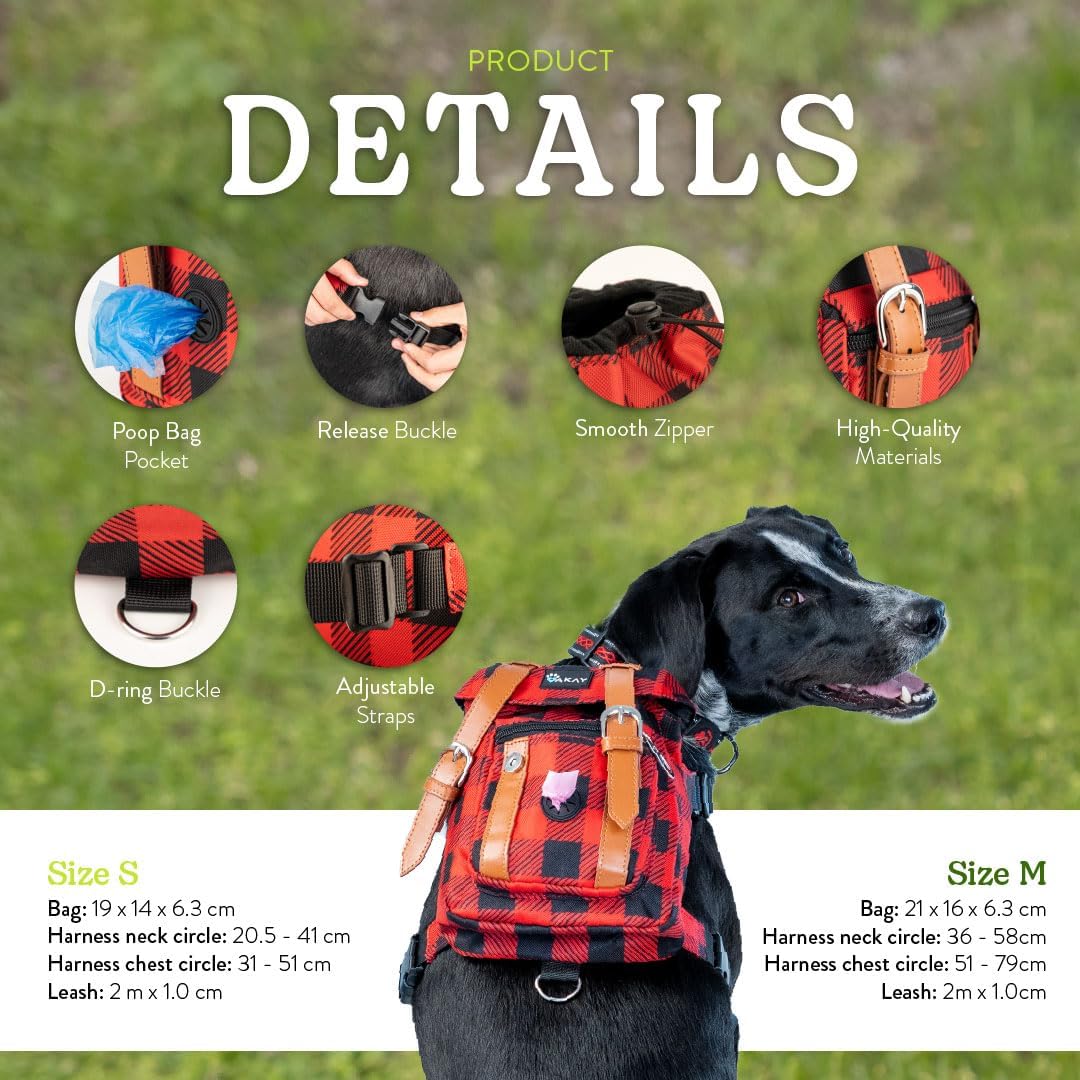 AKAY Medium Dog Backpack Carrier for Hiking, Walking, Travel - Red - 8.27" x 6.3" x 2.48" - Image 5