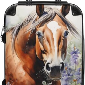 Hard-Shell Suitcases with Quarter Horse Print, Telescopic Handle, Swivel Wheels, Multiple Sizes (Small (Carry-On))