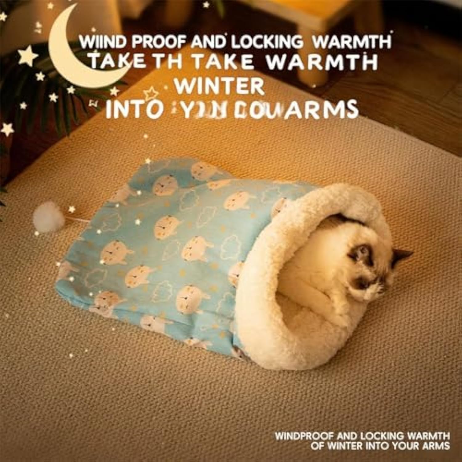 Cozy Pet Nest for Cats and Dogs, House Warm Cave Sleeping Nest Bed for Small Cats and Dogs, 2 Sizes Portable Calming pet nests, Self-Warming Pet Nest Cat Dog Sleeping Bag for Indoor (F, Medium) - Image 3