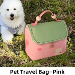 Small Dog Travel Bag for Supplies & Equipment – All-in-One Grooming Organizer Portable Pet Carrier for Beach Camping Hiking Car Travel | Puppy & Cat Travel Accessories (Pink)