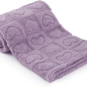 Plush Soft with Heart Checkered Baby Blanket,Fleece Infant Toddler Blankets for Girls Boys,Warm Lightweight Breathable Newborn Receiving Blankets for Crib Stroller 30"×39"(Purple,Heart)