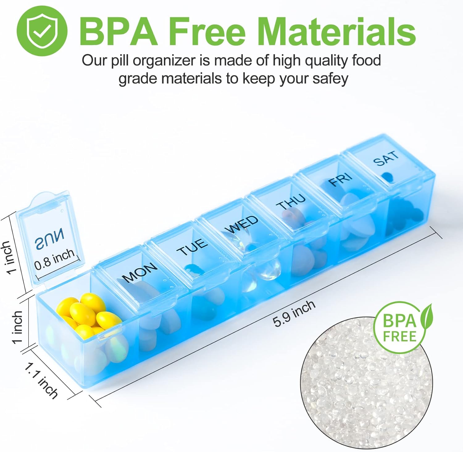 4 Pack Weekly Pill Organizer, 7 Days Pill Case Travel Daily Pill Box Portable Medicine Organizer and Planner with Compartment for Vitamins, Fish Oil, Supplements and Medication (4 Colors) - Image 5