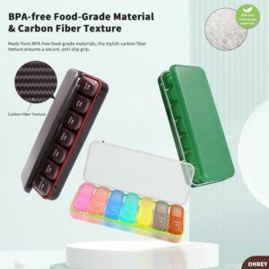 Pill Organizer 2 Times a Day, Weekly Travel Case for Vitamins, Fish Oils + 2 Detachable Cute Boxes (Brown)