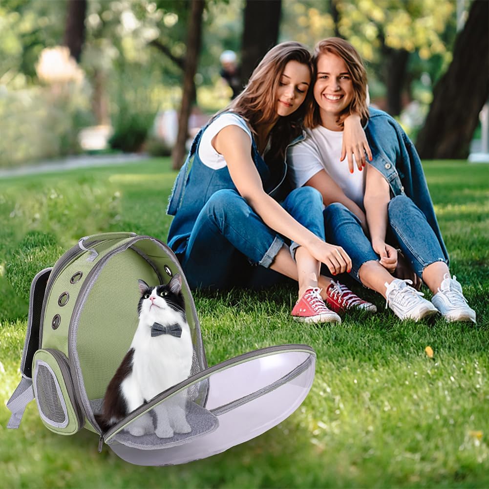 Cat Carrier Backpack,Expandable Clear Pet Backpack Carrier for Cats & Small Dog,Breathable Airline Approved Cat Bag for Outdoor Camping,Hiking,Travel (Green) - Image 6