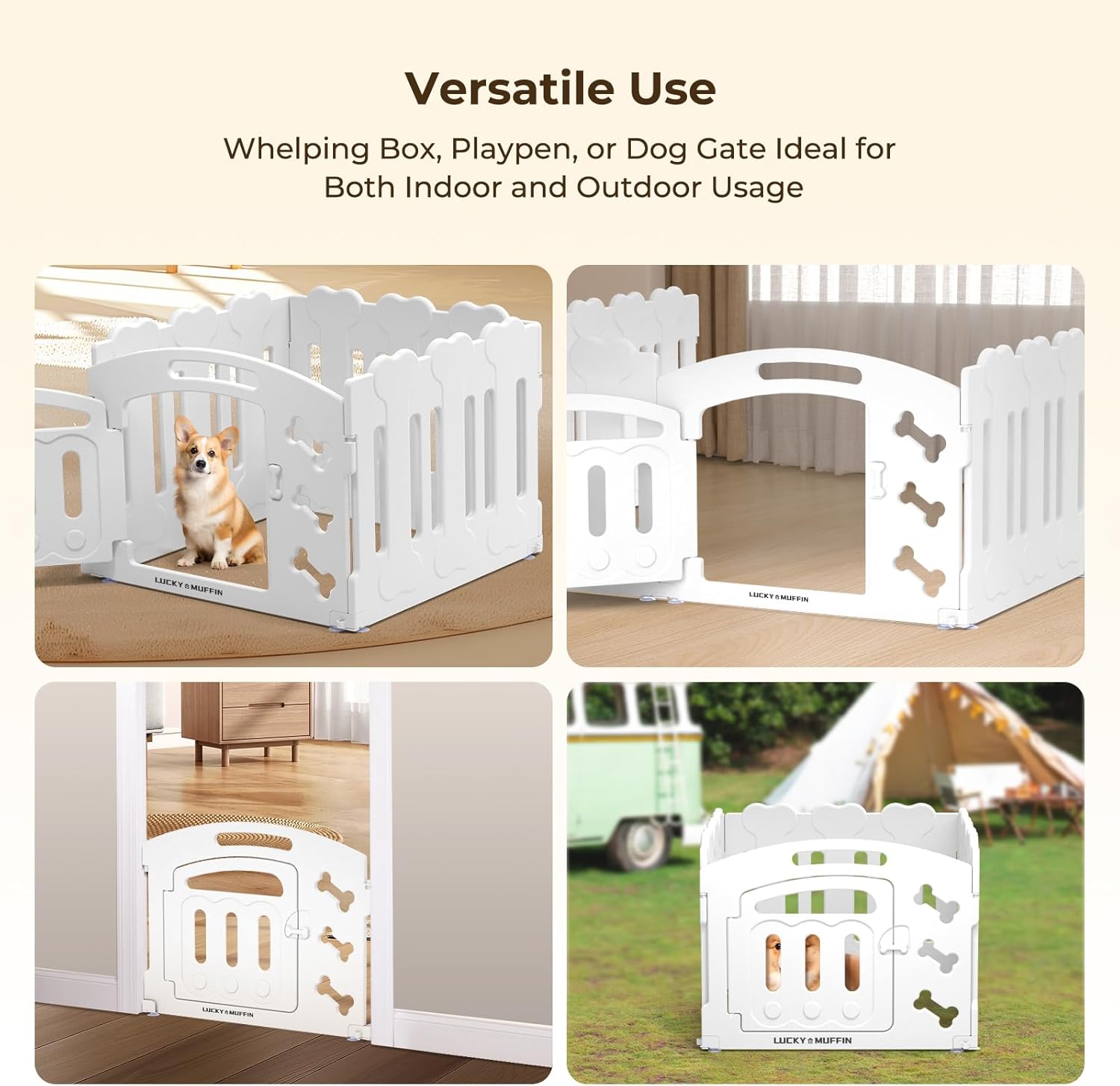 Dog Playpen with Door, 24" H, 4-Panel Plastic Puppy Playpen, Fence for Small Medium Pets, Dogs & Puppies, Indoor/Outdoor Use, Sturdy, Durable, Easy to Assemble and Clean, 30" x 30" x 24" - Image 4