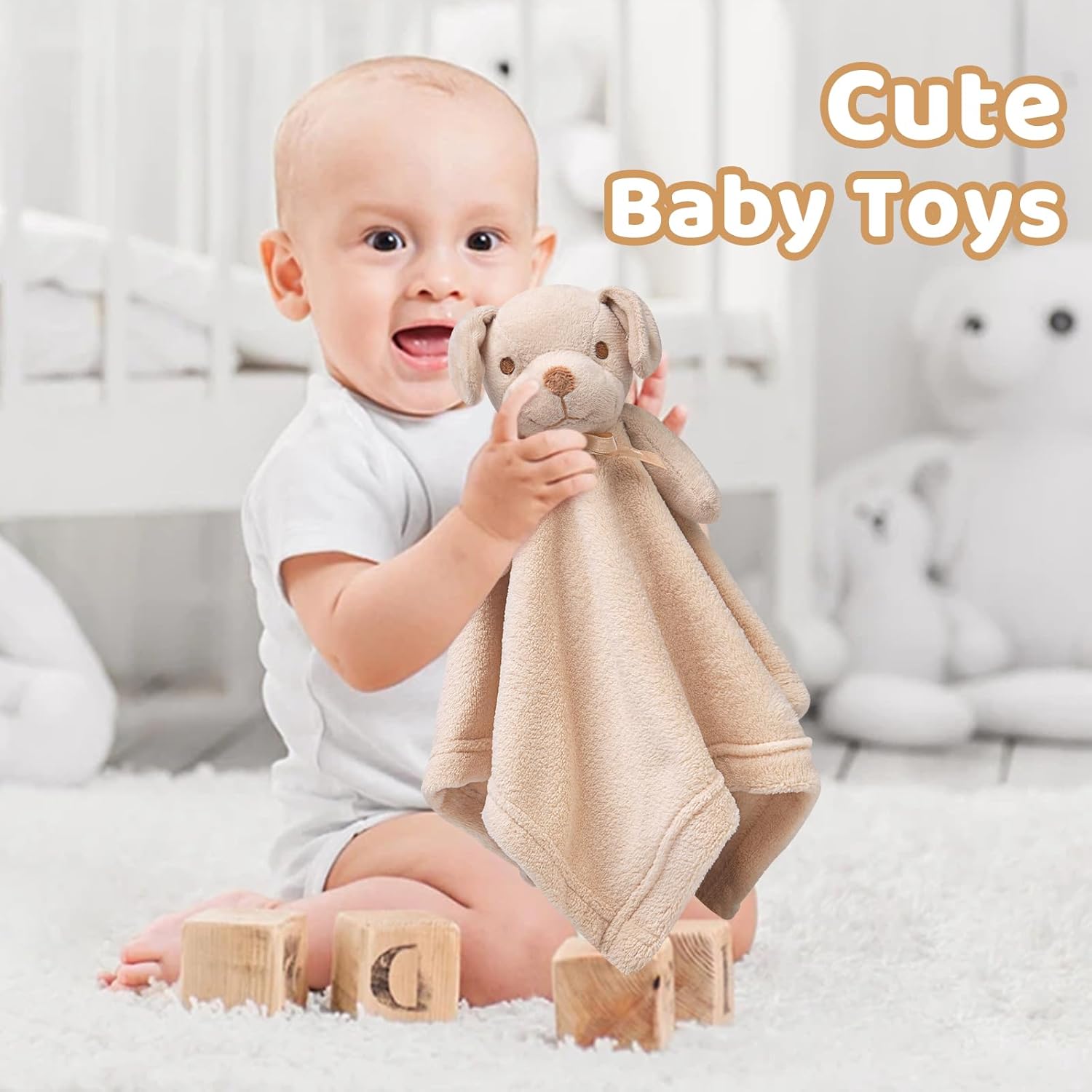 Pro Goleem Dog Security Blanket Brown Soft Puppy Lovey for Boys and Girls Unisex Lovie Baby Gifts for Toddler and Infant Snuggle Toy Stuffed Animal 16 Inch - Image 4