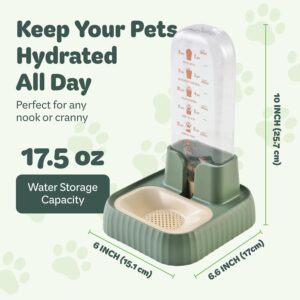 Desired Things Gravity Pet Water Dispenser with Filter, Automatic Cat & Small Dog Bowl Dispenser with Non Slip Base, 17.5 oz Water Storage Capacity, Portable & Convenient – Green