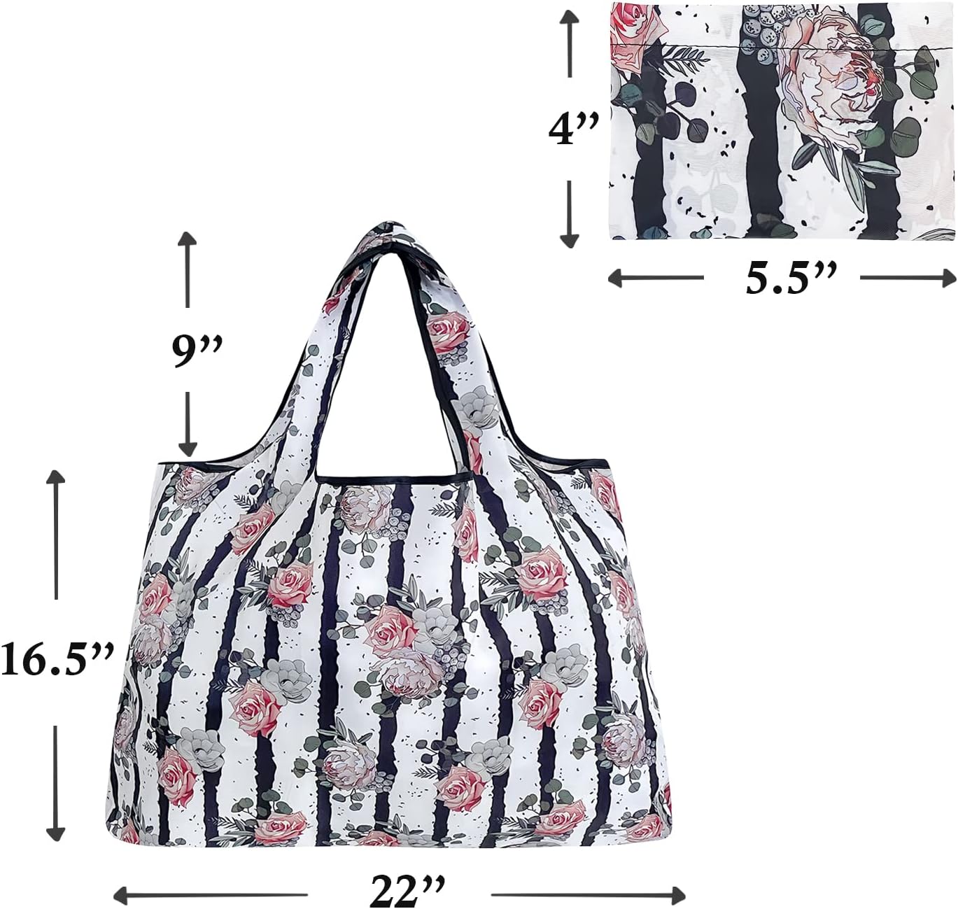 Allydrew Large Foldable Tote Nylon Reusable Grocery Bags - Image 6