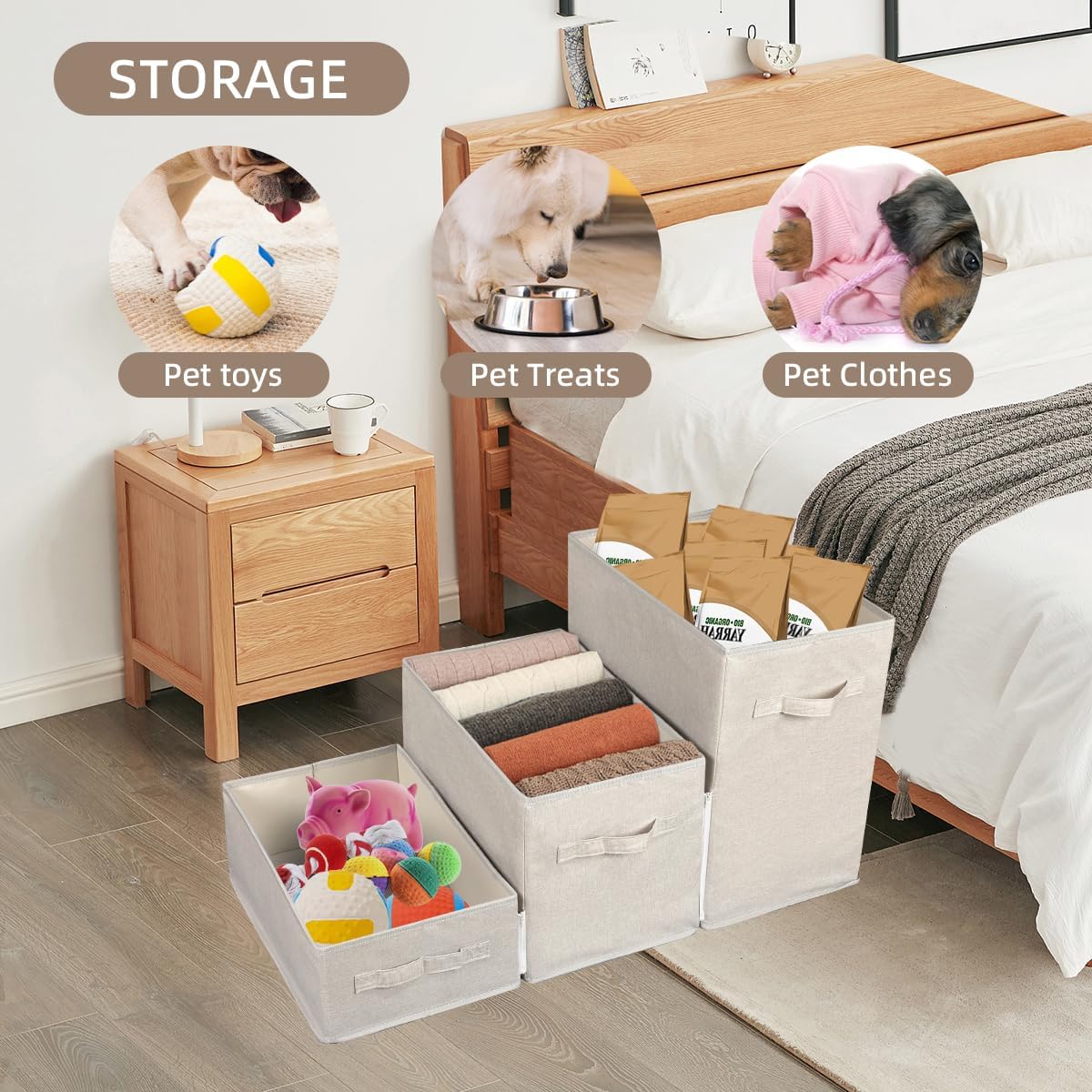 Pet Stairs with Storage, Pet Step for Small Dogs and Cats, 3-Step Folding Pet Steps with Zip, Cat Stairs Dog Steps for Bed, Couch and Car Ramp (Beige, 3 Steps no Condo) - Image 4