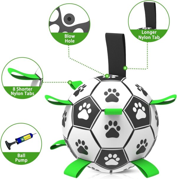 QDAN 2 PCS Dog Toys Soccer Ball Set with Straps, Interactive Dog Toys for Tug of War, Puppy Birthday Gifts, Dog Water Toy, Durable Dog Balls for Medium & Large Dogs（6 & 8 Inch） - Image 6