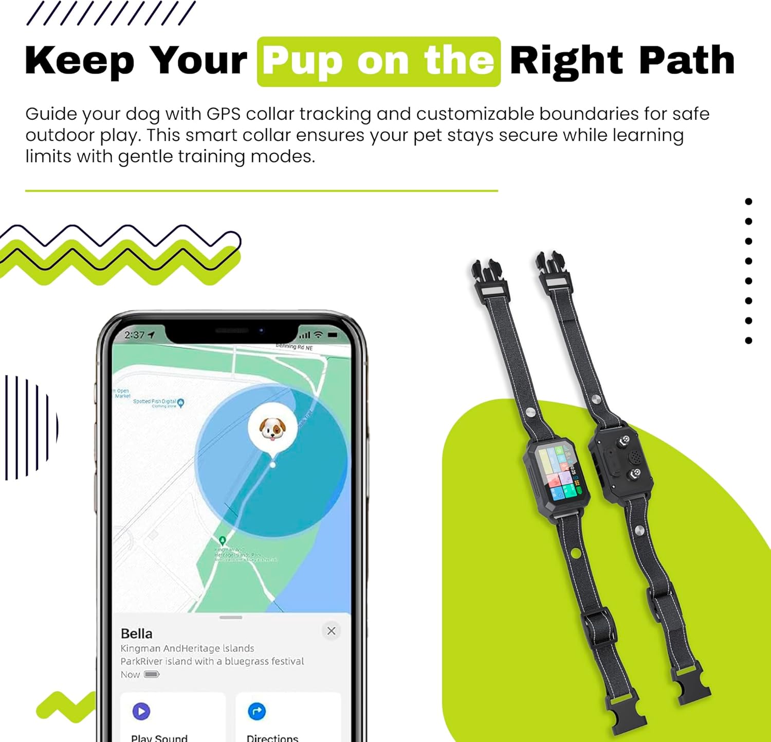 Customizable Invisible GPS Dog Collar Fence System, Waterproof LCD Collar & – Wireless Dog Fence, Wireless Pet Collar & App-Controlled Dog Training Collar - Image 3