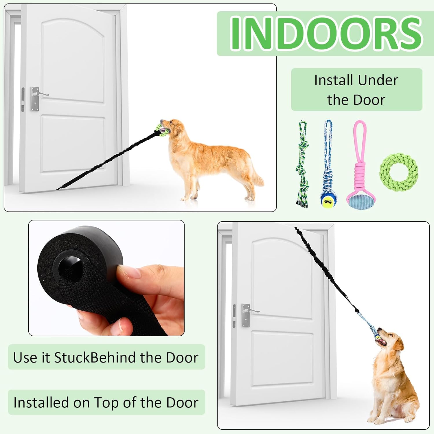 Hiboom 6 Pcs Interactive Dog Tug of War Toy Set Hanging from Tree and 4 Chew Ropes Teething Rope for Teeth Cleaning Dog Bungee Toy for Small/Medium Dogs with Aggressive Chewing Habit, Dogs Supplies - Image 4