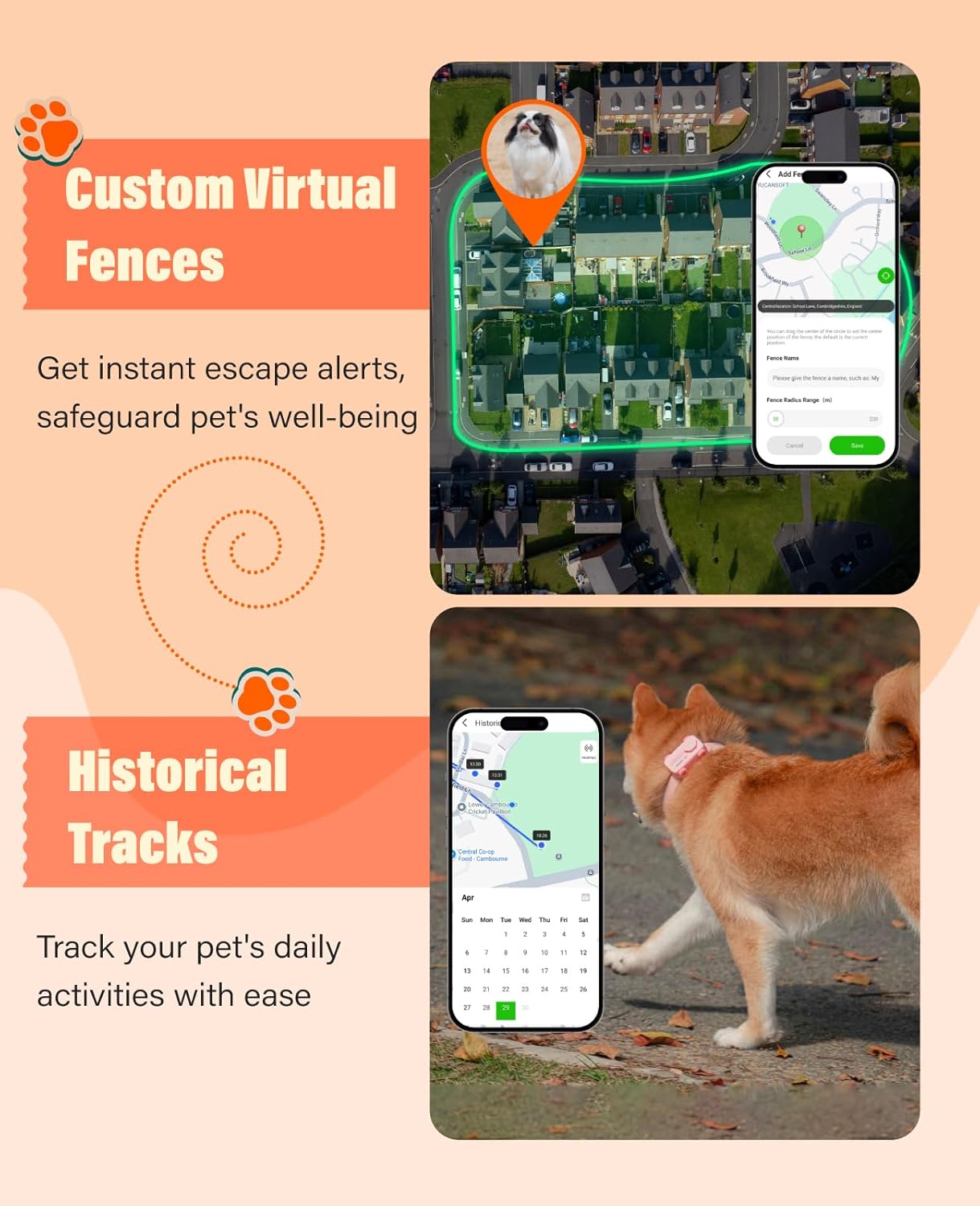 Pet Tracker Support Two-Way Call and AI Health Alerts, Play Music and Pet Community, Real Time Tracking and Virtual Fence, GlocalMe GPS Tracker for Dog and Cat, Global Unlimited Range - Image 5