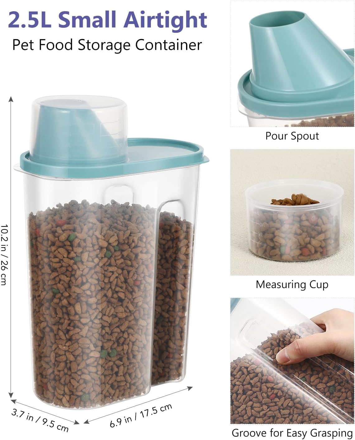 ANVS Dog Food Storage Container - Collapsible Dog Food Container with Airtight Lids, Scoop and 2.5L Small Pet Food Storage Container Dry Food For Dog, Cat and Other Pet Food (Pink, 30 lbs) - Image 7