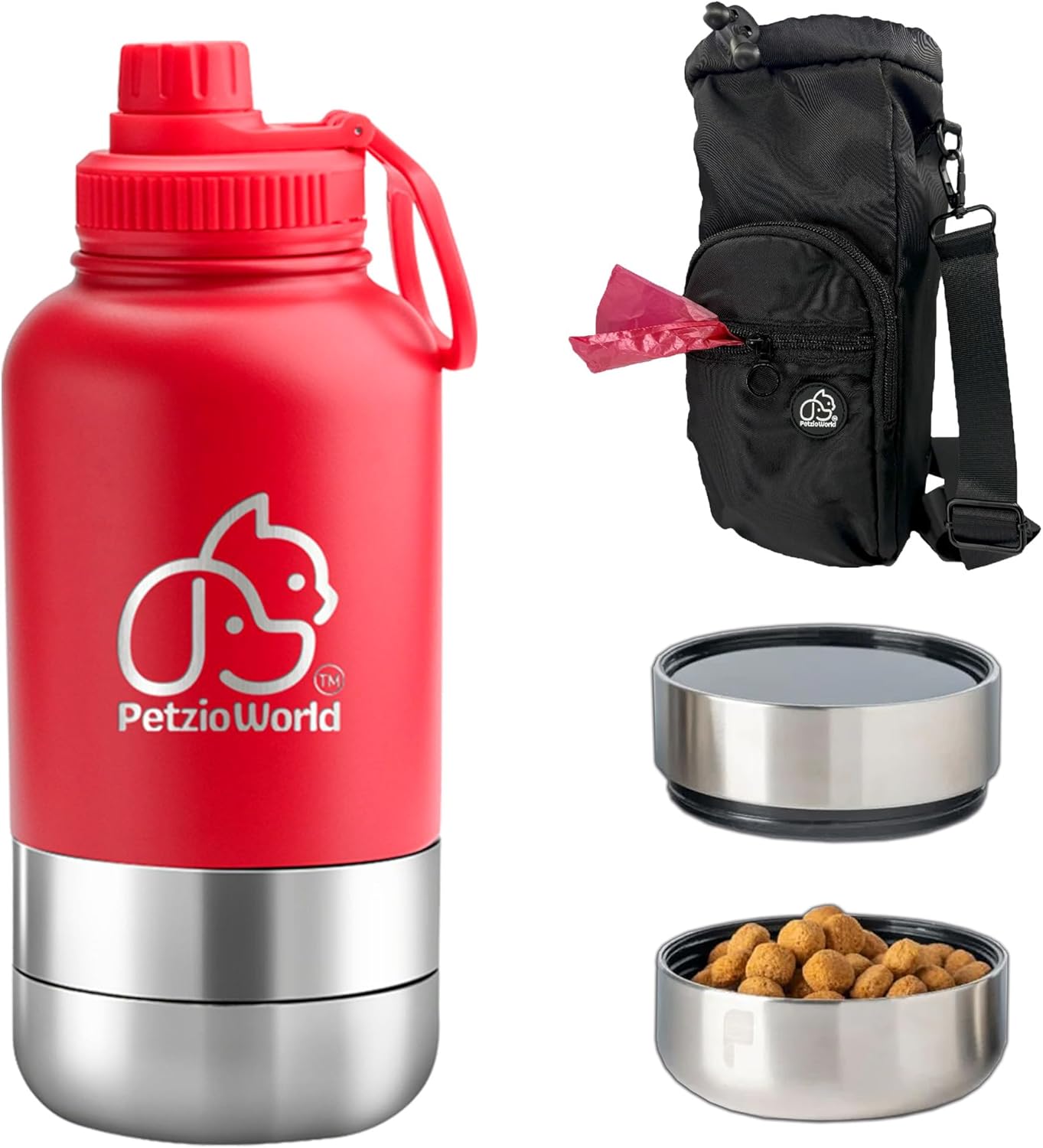 Portable Dog Water Bottle & Collapsible Dog Bowl Set – No-Spill, Travel-Friendly Puppy Essentials for Food & Water – Durable Dispenser for Outdoor Adventures (Red) - Image 9
