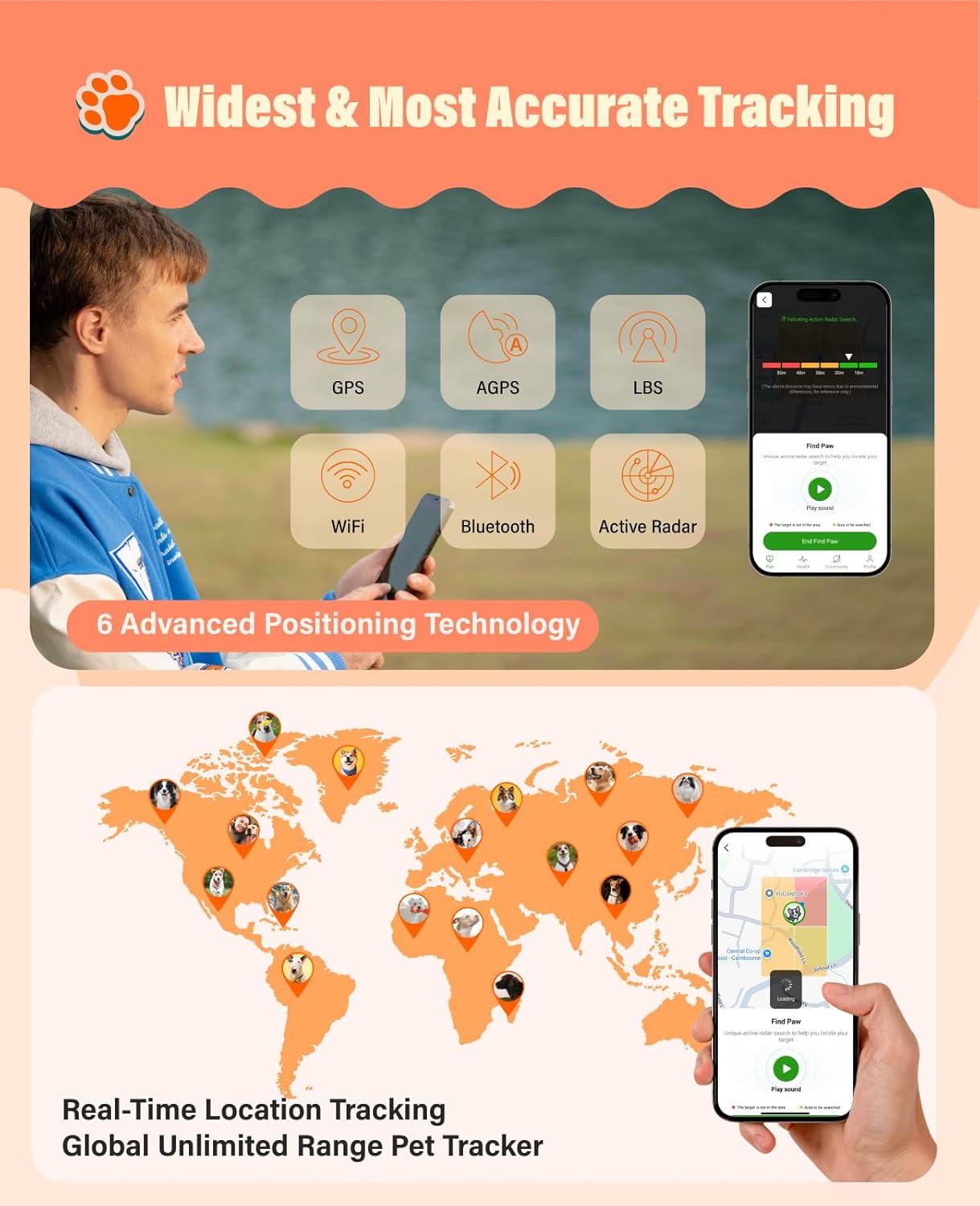 Pet Tracker Support Two-Way Call and AI Health Alerts, Play Music and Pet Community, Real Time Tracking and Virtual Fence, GlocalMe GPS Tracker for Dog and Cat, Global Unlimited Range - Image 4