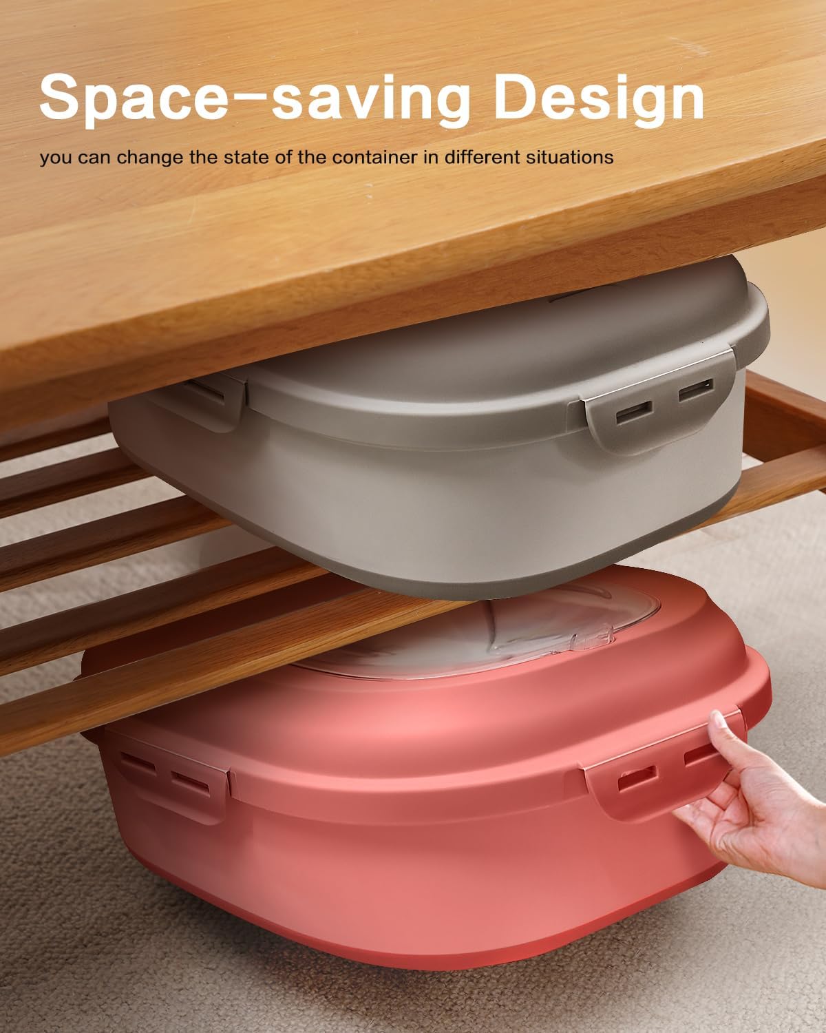 ANVS Dog Food Storage Container - Collapsible Dog Food Container with Airtight Lids, Scoop and 2.5L Small Pet Food Storage Container Dry Food For Dog, Cat and Other Pet Food (Pink, 30 lbs) - Image 5