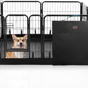 PJYuCien Dog Playpen Plus Storage Bag, 24" H 8 Panels Puppy Pen with Square Bottom, Heavy Duty Dog Fence for Puppies/Small Dogs