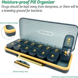 7-Day Pill case 2 Times a Day, Pill Organizer 2 Times a Day,Am Pm Daily Pill Case Travel Pill Organizer,Large Capacity Pill Organizer for Medicine Vitamin Fish,14 Cells 2 Times a Day Pill Organizer