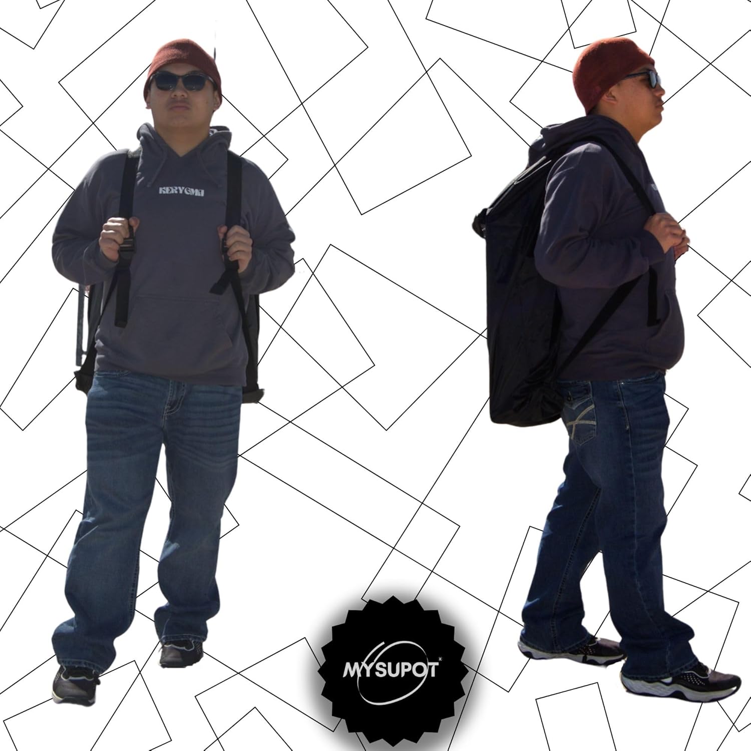 BLACK Tent Bag. Also, for Sleeping Bag, Camping Mattress, Laundry, Beach Chair, Flip or Bleacher or Booster Seat, Dog Bed, etc. Light Duty 420D Polyester w/Adjustable Straps - Image 8