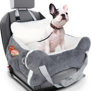 25.5"x24.3"x11" Dog Car Seat for Small Dogs & Cats, Dog Booster Car Seat with Plush Cushion, Non-Slip Bottom & Safety Leash, Cats Bed with Side Pocket for Sedan, SUV and Truck, Washable