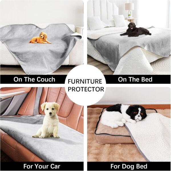 Waterproof Dog Blankets for Extra Large Dogs, Washable Pet Blanket for Indoor Cats, Plush Sherpa Puppy Throw Furniture Protector for Bed Couch Sofa(50"x60",XL,Darkgrey) - Image 3