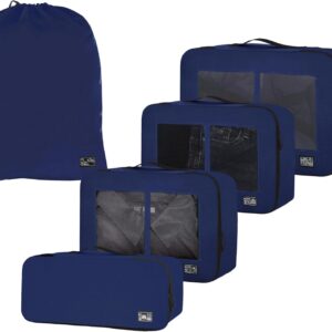 5 Set Clothes Storage Travel Duffel Suitcase Cube Washable Machine (Blue)