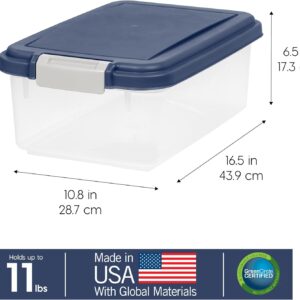 IRIS USA Airtight Dog Food Storage Container, Up to 11 lbs, Dog Cat Bird and Other Pet Food Treats Storage Bin, Dog Cat Wet Food Cans, Keep Fresh, BPA Free, Stackable, Navy