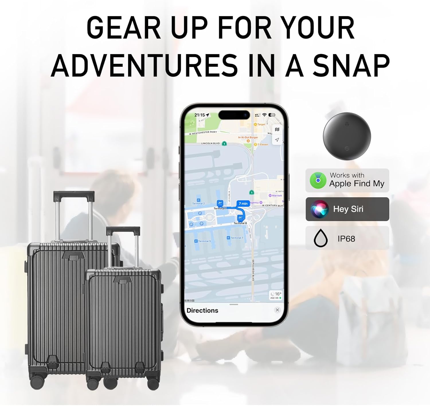 Air Tracker Tags-2 Pack | Smart Tracker Work with Apple Find My App(iOS Only), Smart Tag for Keys/Luggage/Satchel/Suitcase/Backpack, Replaceable Battery - Image 7