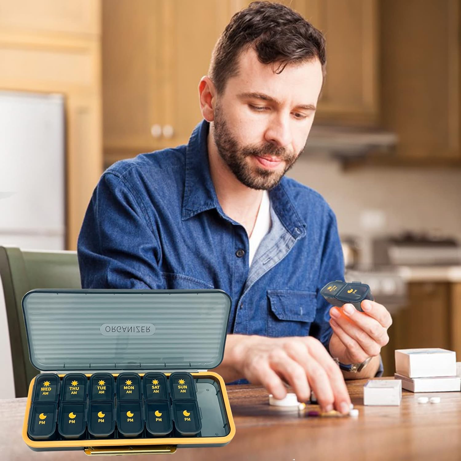 7-Day Pill case 2 Times a Day, Pill Organizer 2 Times a Day,Am Pm Daily Pill Case Travel Pill Organizer,Large Capacity Pill Organizer for Medicine Vitamin Fish,14 Cells 2 Times a Day Pill Organizer - Image 6