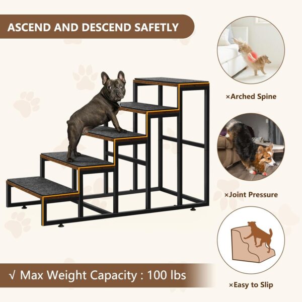 Dog Stairs Ramps Dog Stairs for High Bed Couch 5 Tier Pet Stairs for Small Medium Large Dogs and Cats Pet Step with Non-Slip Stair Tread for Puppy, The Old, and Injured Dogs - Image 3