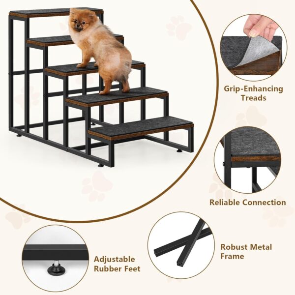 Dog Stairs Ramps Dog Stairs for High Bed Couch 5 Tier Pet Stairs for Small Medium Large Dogs and Cats Pet Step with Non-Slip Stair Tread for Puppy, The Old, and Injured Dogs - Image 4