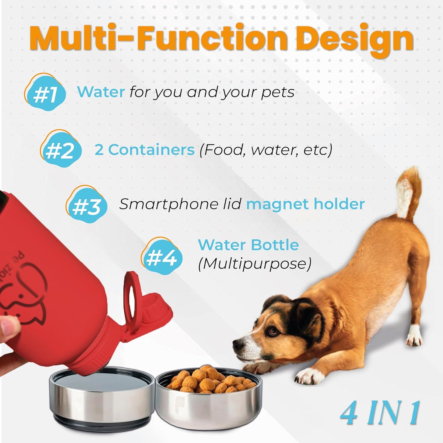 Portable Dog Water Bottle & Collapsible Dog Bowl Set – No-Spill, Travel-Friendly Puppy Essentials for Food & Water – Durable Dispenser for Outdoor Adventures (Red) - Image 4
