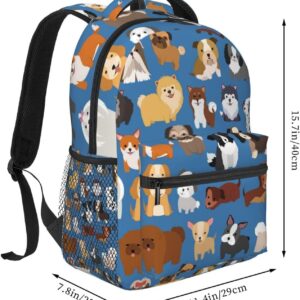 Fiokroo Cute Puppy Dogs Animal Backpack School Bag For Students Teens Men Women Laptop Backpacks Travel Daypack Bag With Multiple Pockets