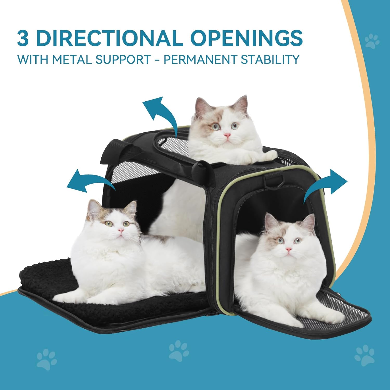 PETSFIT Pet Carrier Airline Approved with Extendable Mat, Dog Carriers for Small Dogs, TSA Approved Pet Carrier, Puppy Carrier for Small and Medium Cats Under 12 Lbs, Black - Image 6