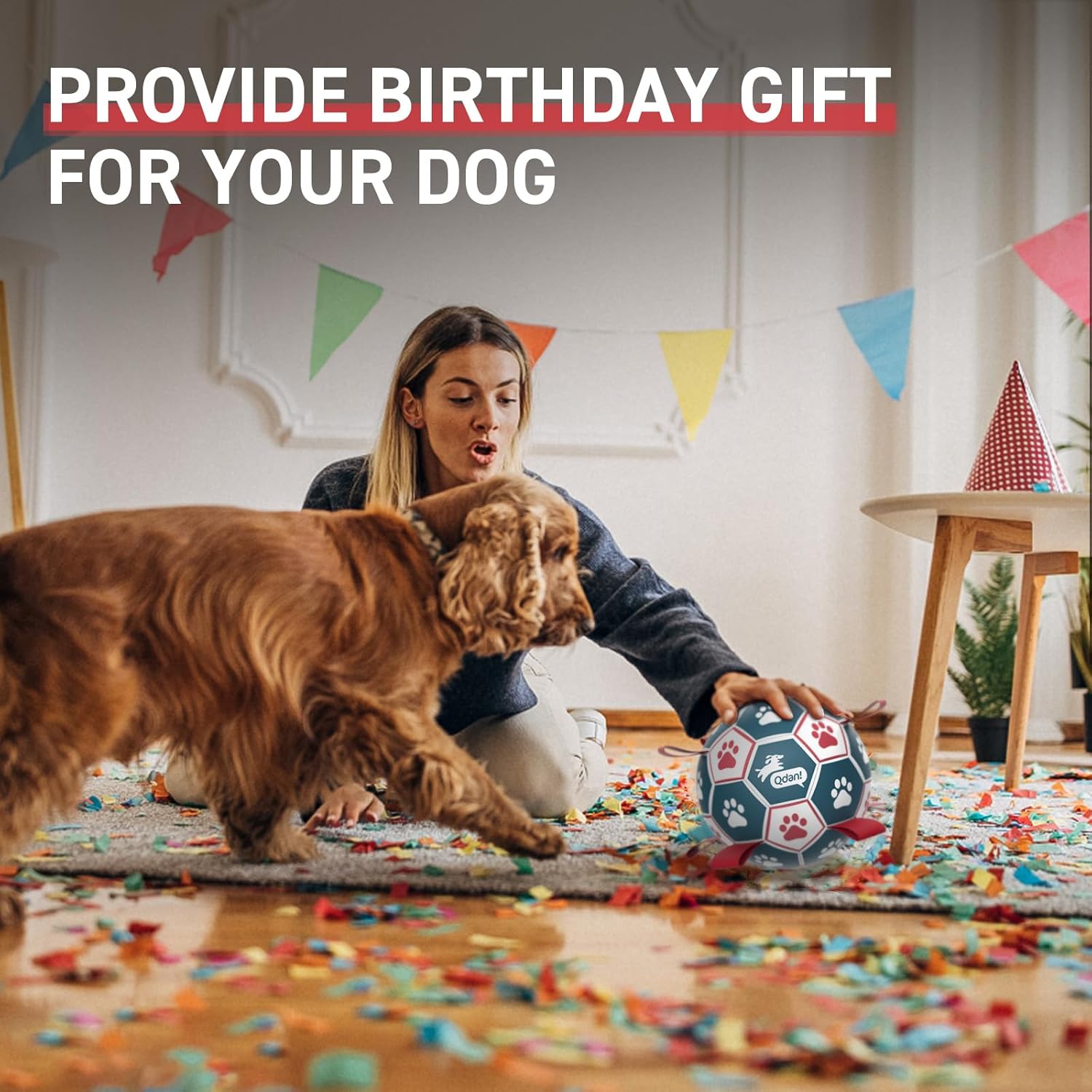 QDAN Premium Dog Balls Toys, Pet Training Soccer Ball with Straps, Puppy Birthday Gifts, Dog Water Toy, Durable Herding Balls for Small Medium Dogs, Pet Toys Puppy Ball (6 Inch) - Image 5