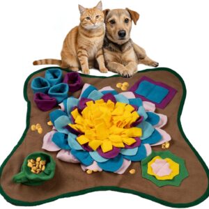 XIGOUPT Snuffle Mat for Dogs Large Breed Interactive Dog Toys,Sniff Mat for Slow Eating Pet Dog Toy Feeding Mat Floors Anti-Slip Could be Folded Free (Brown)