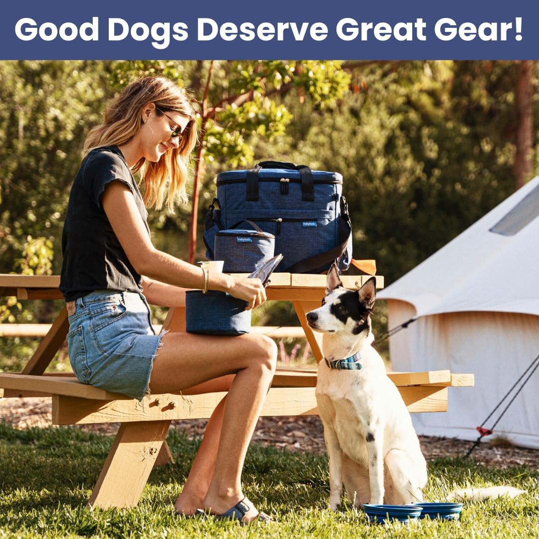Original Doggy Bag (Navy) & 32 oz Insulated Water Bottle with Attached 8 oz Bowl (Solid Cream) – Dog Travel Bag & Hydration Set - Image 9