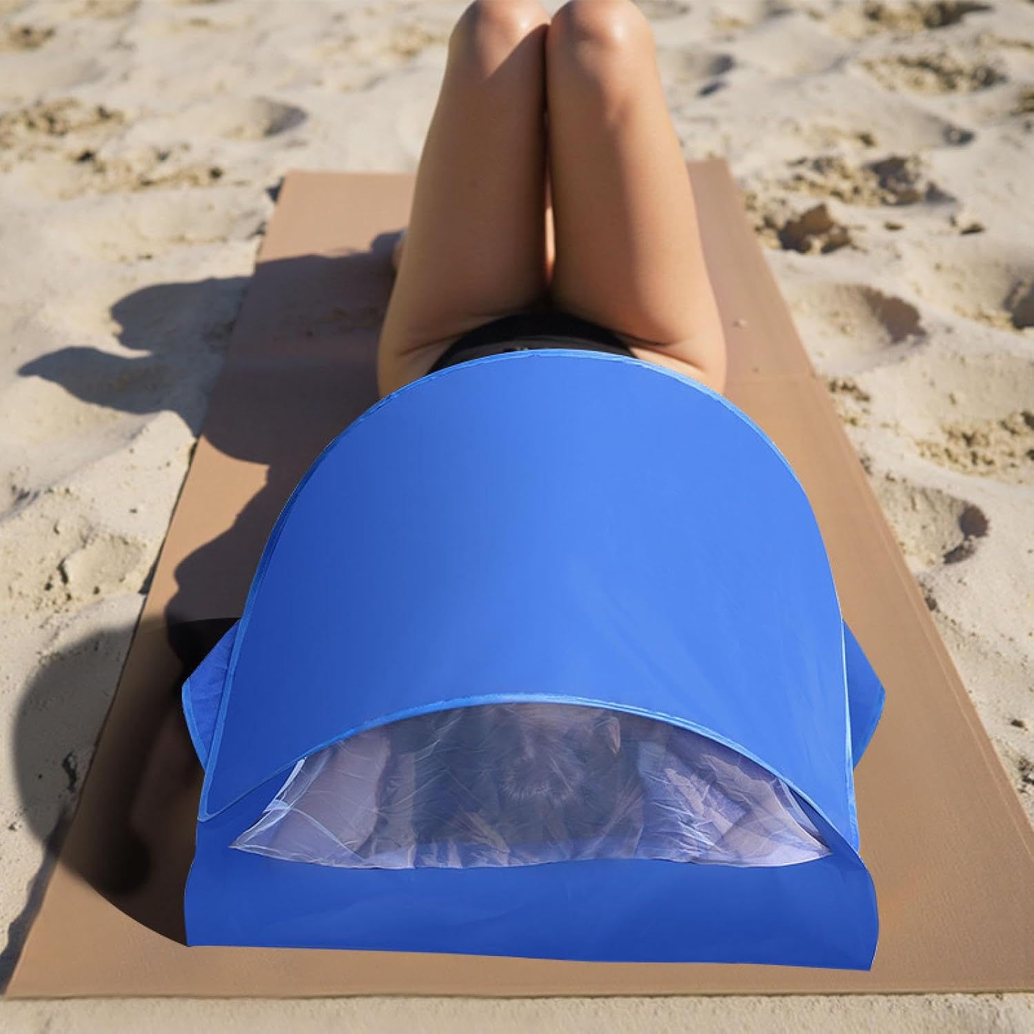 Mini Beach Instant Canopy Zipper with Head Shade Automatic Shade Tent for Fishing Outdoor Dog Pet, Blue - Image 2