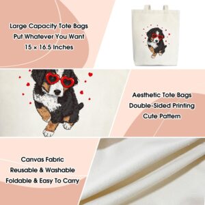 Doreen’s Boutique Dog Tote – Aesthetic Canvas Bag for Women, Dog Lover Gifts, Cute Puppy Book Handbag, Reusable Grocery Beach Shoulder Bag