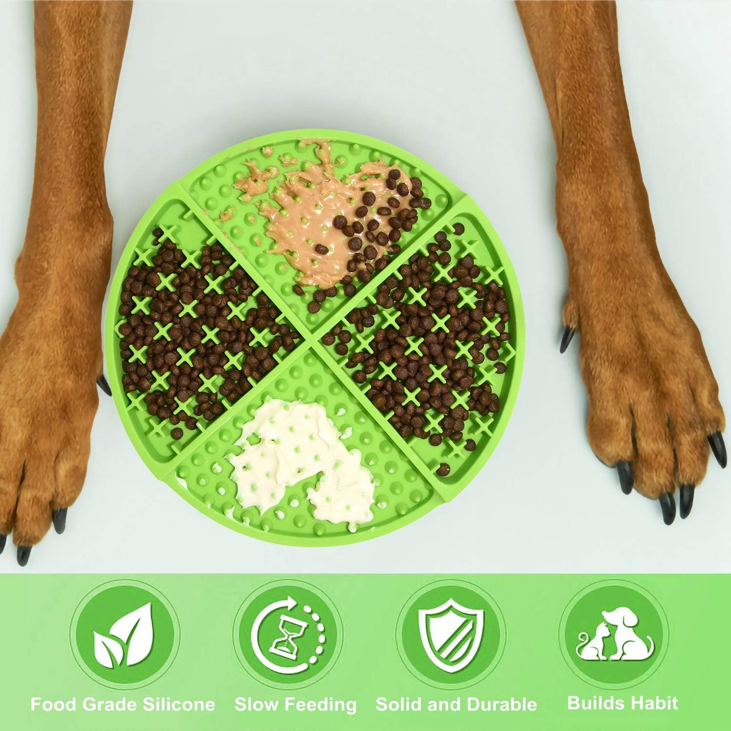 Bangp Licking Mat for Dogs and Cats,Dog Slow Feeders,Boredom Anxiety Reduction,Heavy-Duty Puzzle Mat Dog Treat Mat with Unique Quadrant Design,Perfect for Yogurt,Treats or Peanut Butter(Green) - Image 6