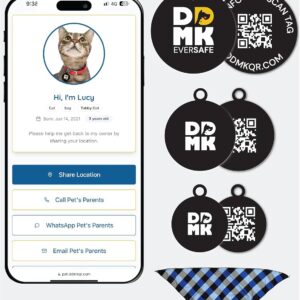 DDMK Smart Pet Tag Set | Includes Large, Medium & Small Tags | QR Code for Instant Alerts | Custom Pet Profiles | Durable & Waterproof | No Subscriptions or Fees