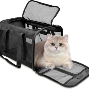 Pet Cat Carrier Soft-Sided Cat Bag Airline Approved, Pet Travel Carrier Up to 11 Lbs, Collapsible Pet Carrier Carrying Case