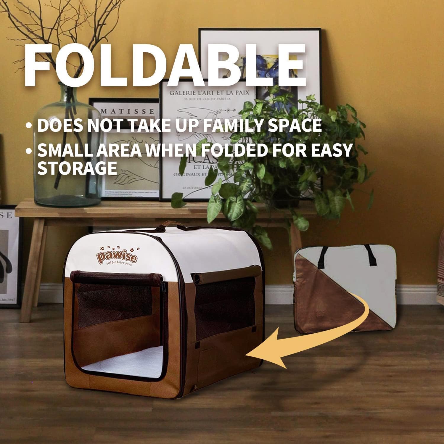 PAWISE Collapsible Soft Dog Crate Pet Kennel Houses, Portable Dog Crates for Medium Dogs, Lightweight Travel Crate Kennel Indoor & Outdoor, 31"x22"x24",Large - Image 3